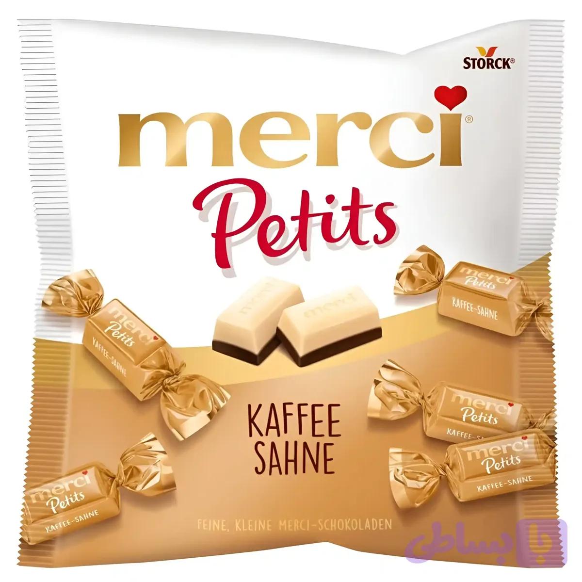 شکلات مرسی پتیتس با کرم قهوه و خامه Merci Petits kaffee sahne وزن 125 گرم