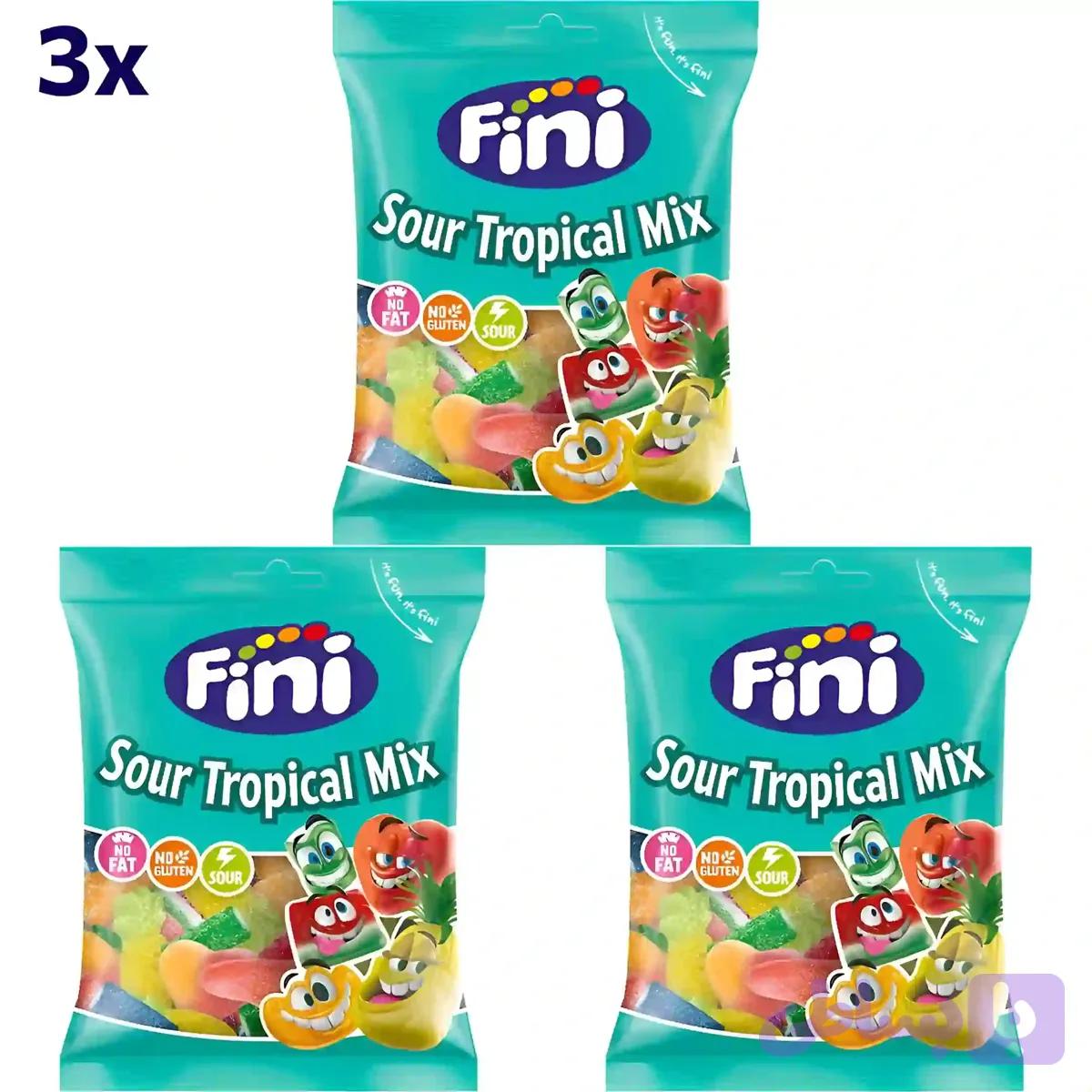 پاستیل ترش میکس استوایی شکری فینی بدون گلوتن و چربی Fini Sour Tropical Mix وزن 90 گرم 3 عددی