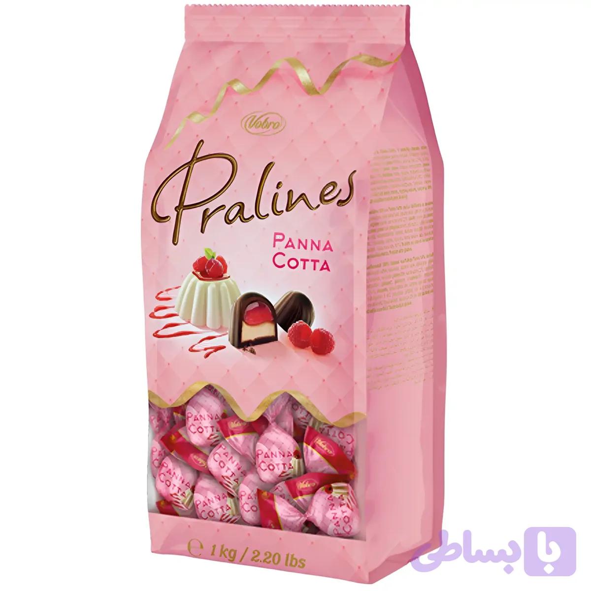 شکلات پرالینز وبرو با مغز پاناکوتا Vobro Pralines Panna Cotta بسته 1 کیلویی