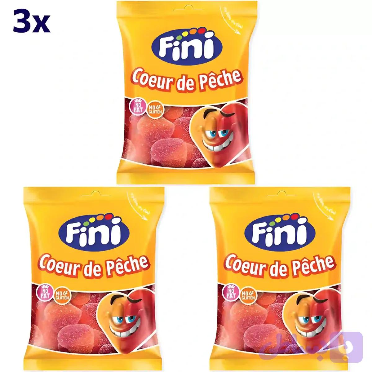 پاستیل قلبی هلو شکری فینی بدون گلوتن و چربی Fini Coeur de Peche وزن 90 گرم 3 عددی