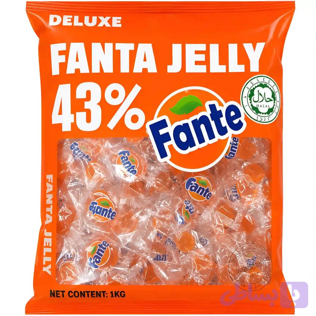 پاستیل دیلوکس Deluxe Fanta Jelly حاوی 43% میوه طبیعی با طعم نوشابه فانتا بسته 1 کیلویی