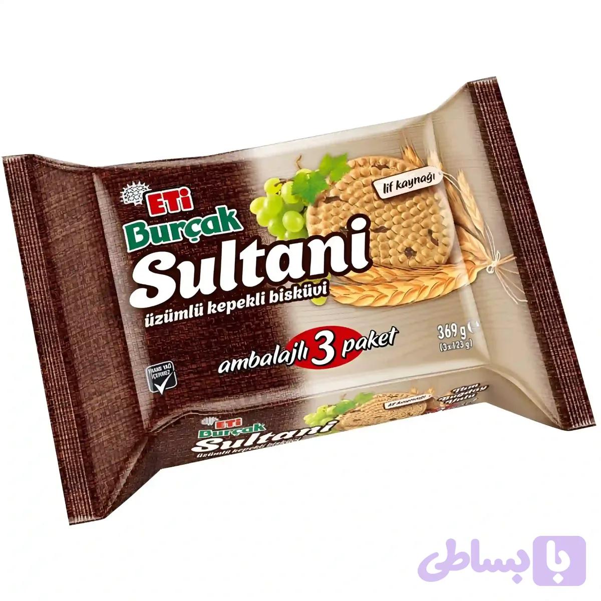 بیسکوییت اتی بورچاک سلطانی Eti Burcak Sultani وزن 369 گرم