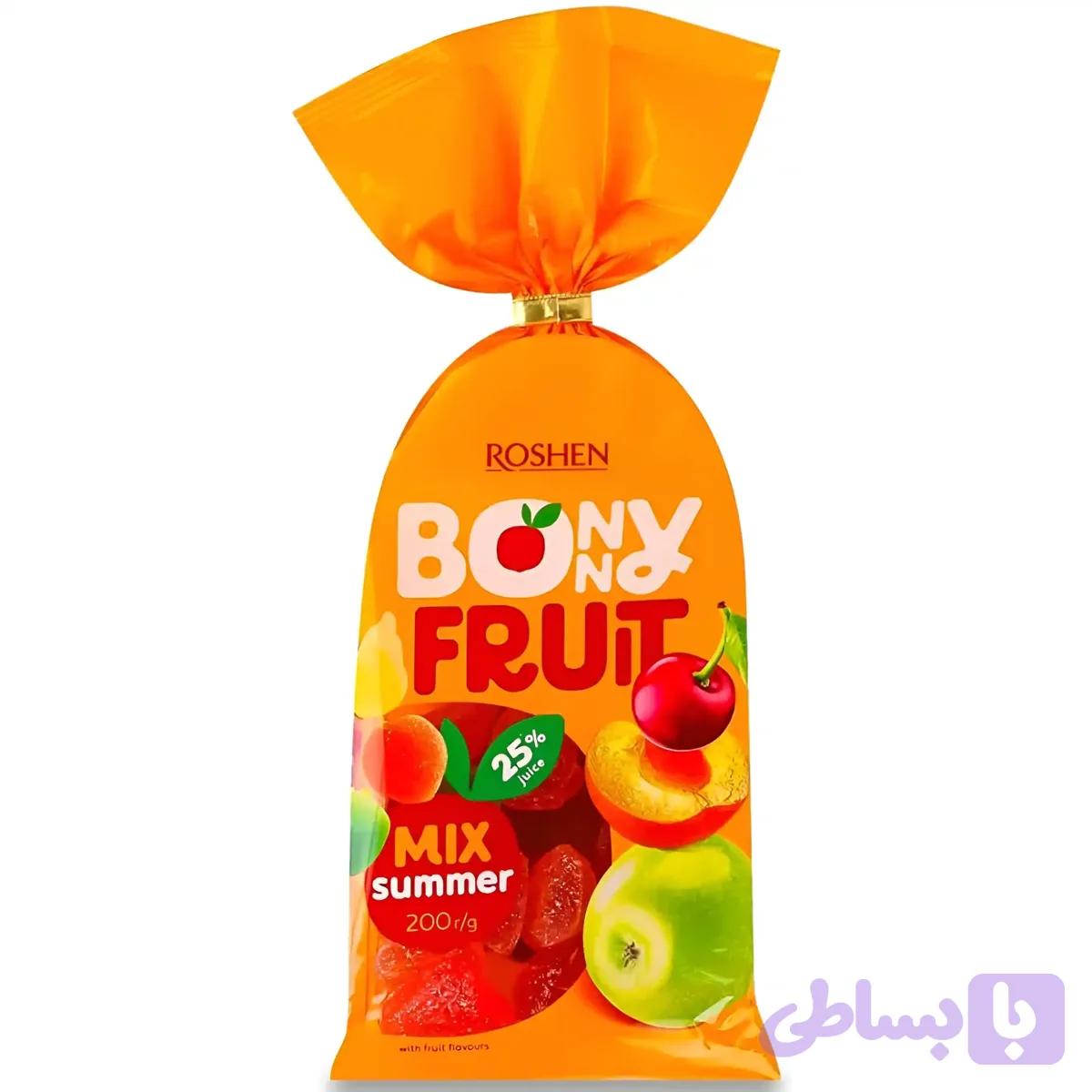 پاستیل کادویی شکری بانی فروت روشن با طعم میکس میوه های تابستانی Roshen Bonny Fruit Mix Summer وزن 200 گرم