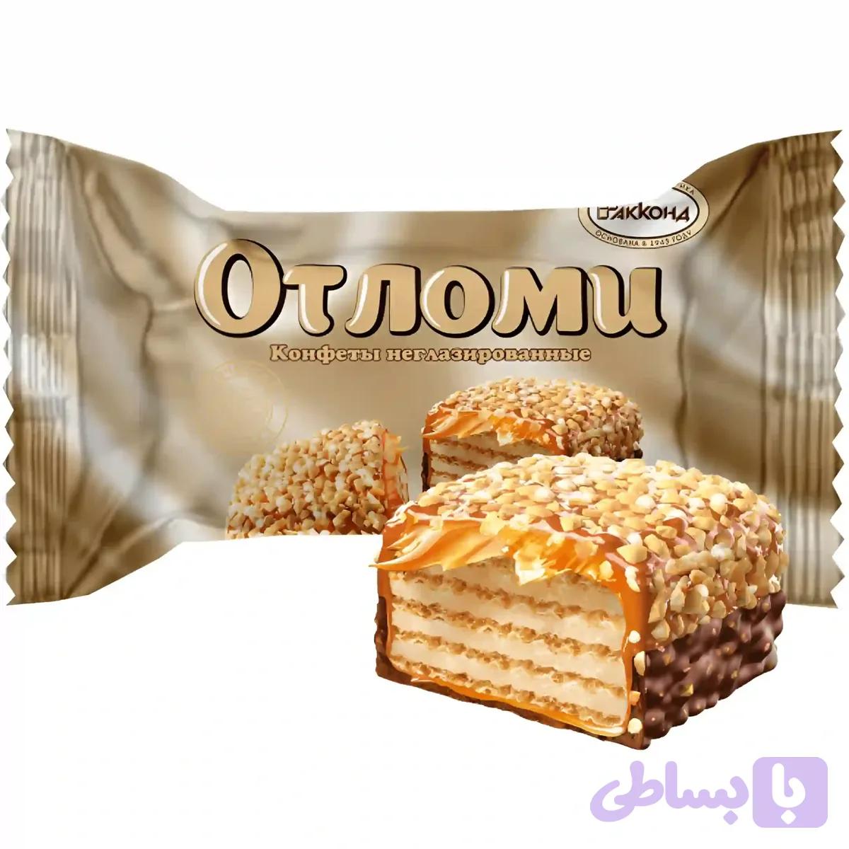 ویفر اوتلومی آکوند با کرم شیری و روکش شکلاتی و بادام‌ زمینی و کشمش Akkond Otlomi بسته 500 گرمی