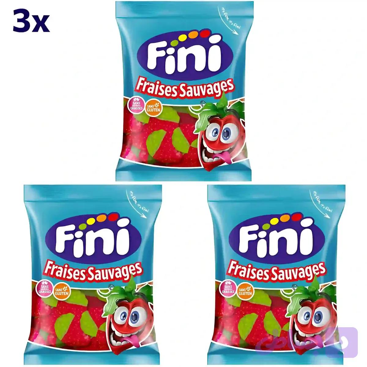 پاستیل توت فرنگی وحشی فینی بدون گلوتن و چربی Fini Fraises Sauvages وزن 90 گرم 3 عددی — تصویر 1