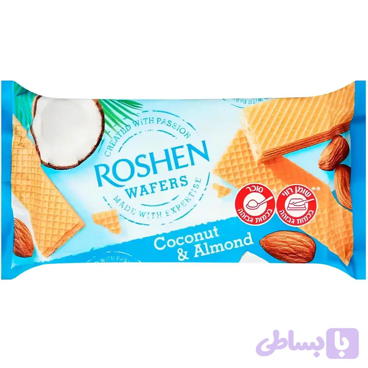 ویفر روشن با کرم بادام و نارگیلی Roshen Wafers Coconut and Almond وزن 216 گرم