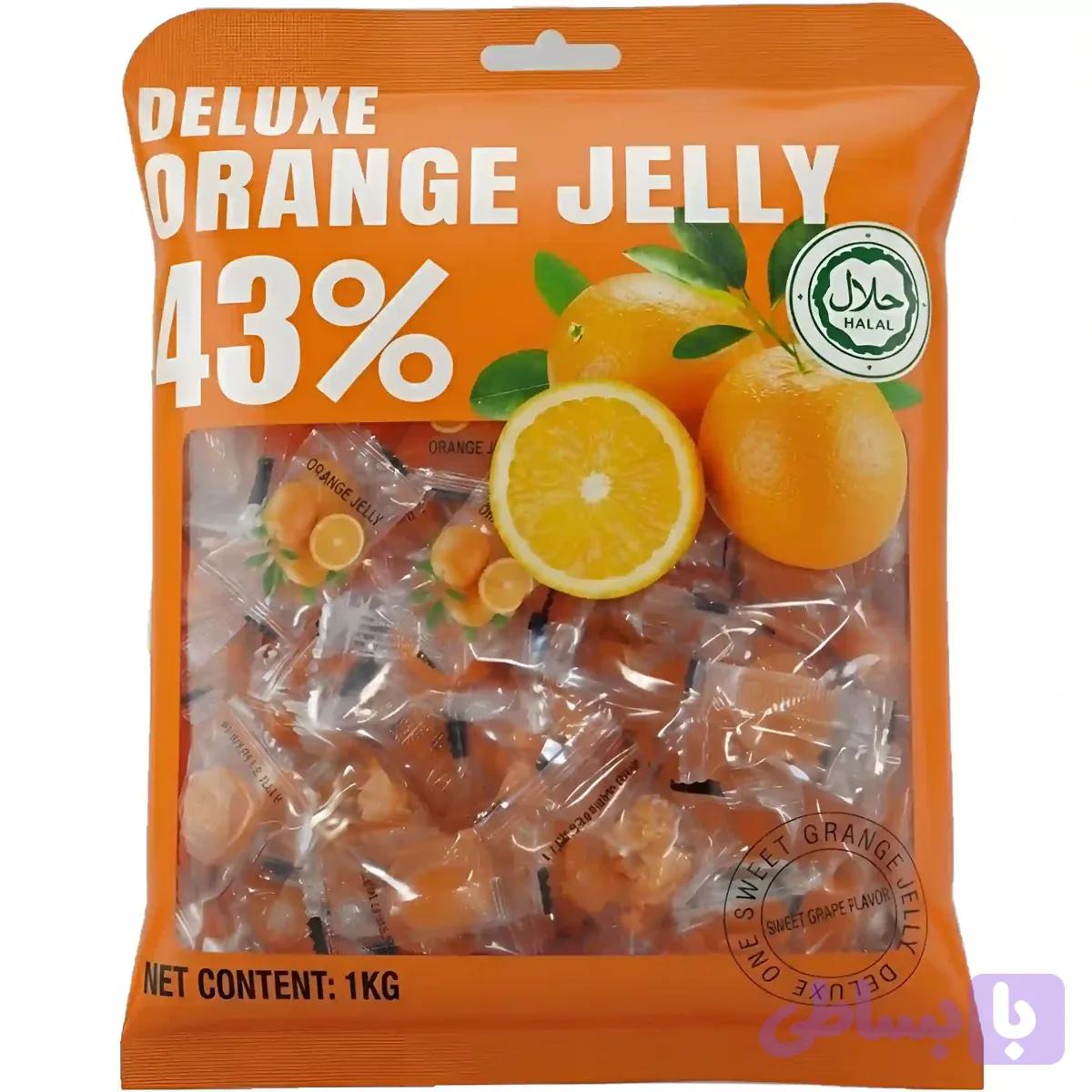 پاستیل دیلوکس Deluxe Orange Jelly حاوی 43% میوه طبیعی با طعم پرتقال بسته 1 کیلویی