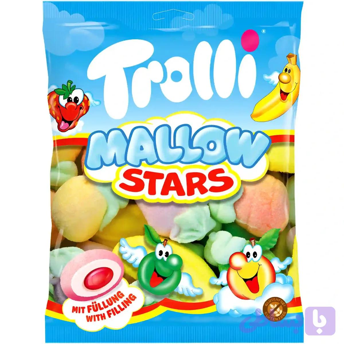 مارشمالو بدون گلوتن موز و توت فرنگی ترولی استارز Trolli Mallow Stars وزن 150 گرم