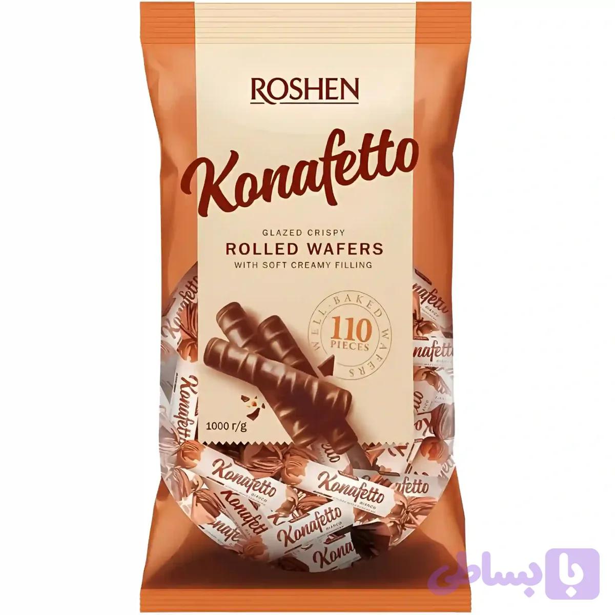 ویفر رولی کانافتو روشن با مغز کرم شکلاتی Roshen Konafetto بسته 1 کیلویی