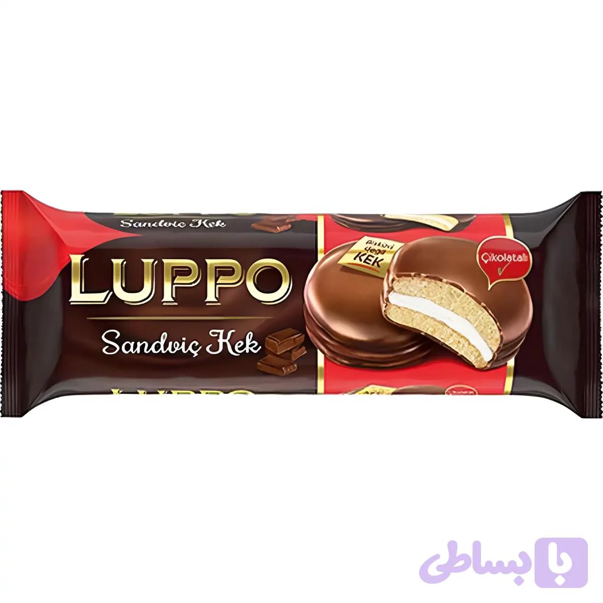 کیک شکلاتی لوپو با مغز مارشمالو و کرم کارامل Luppo Sandviç Kek وزن 184 گرم