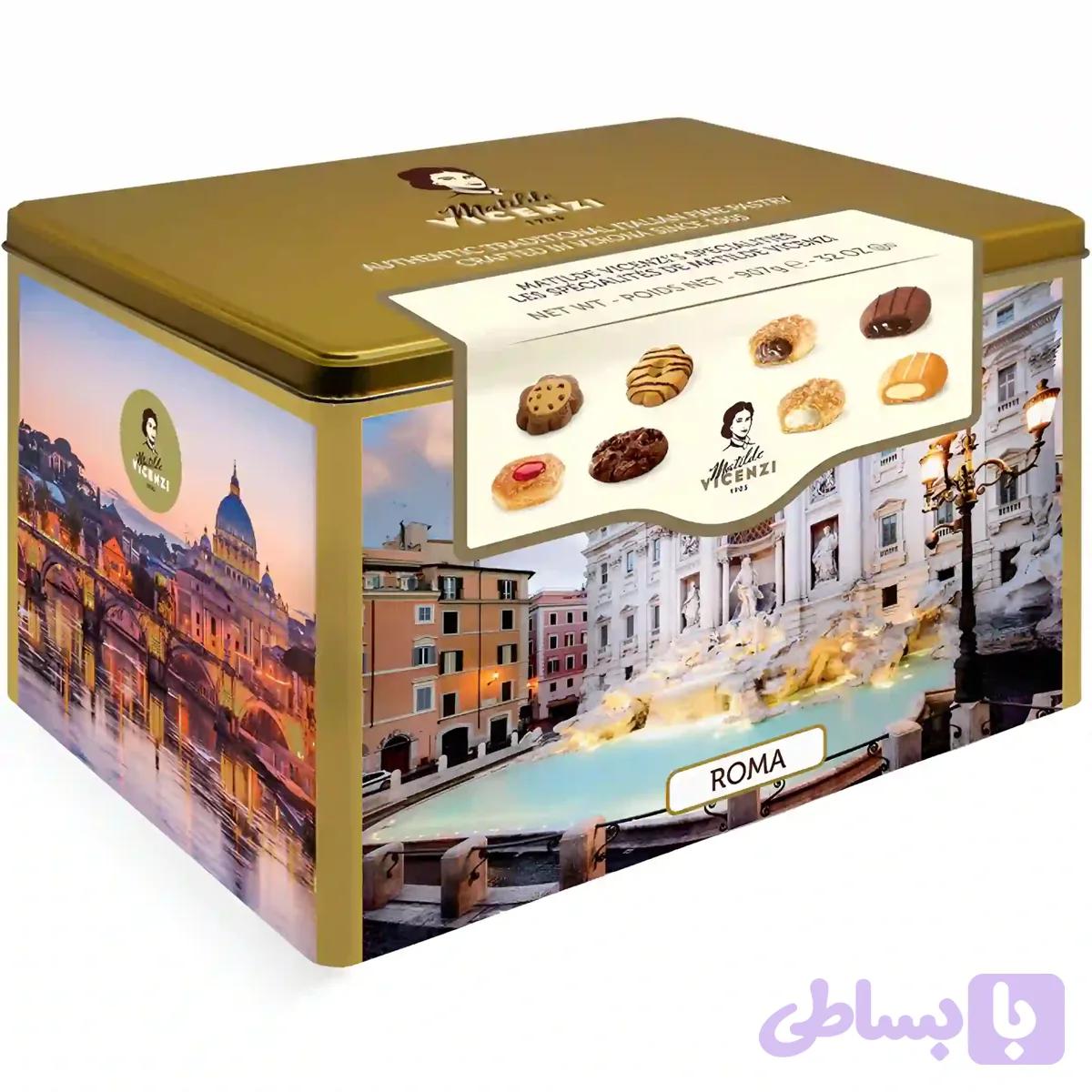 بیسکوییت کادویی فلزی ویچنزی مدل رم Vicenzi Roma وزن 907 گرم