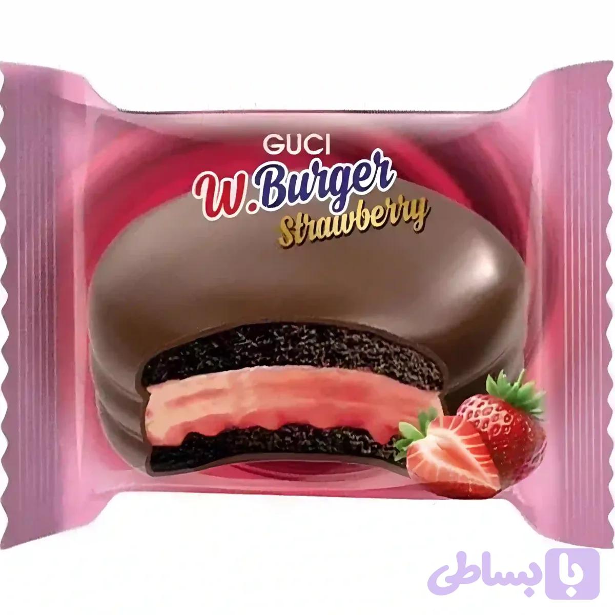 بیسکویت ساندویچی شکلاتی Guci مدل W.Burger با مغز مارشمالو وزن 40 گرم