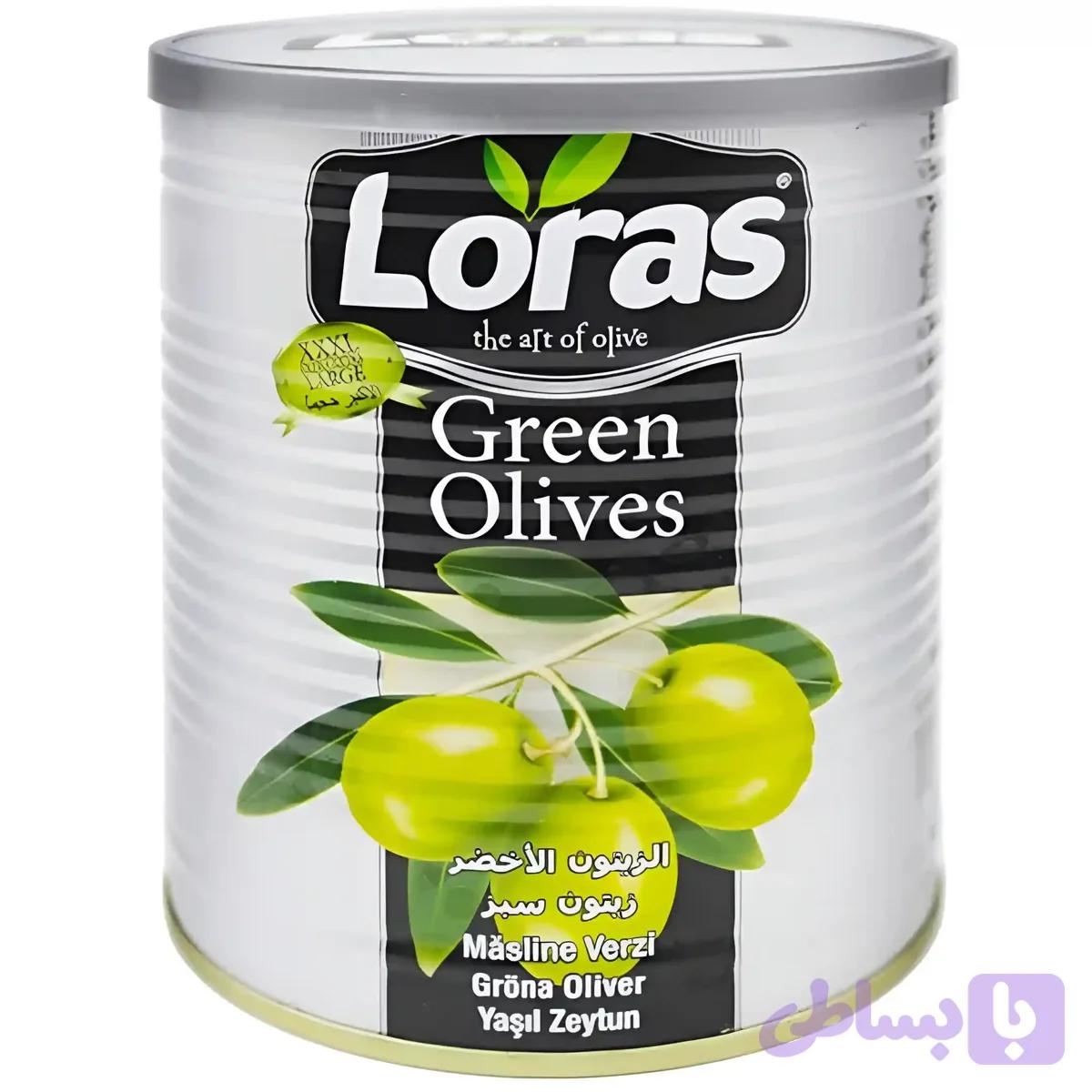 زیتون سبز بدون هسته لوراس Loras Pitted Green Olives وزن 600 گرم