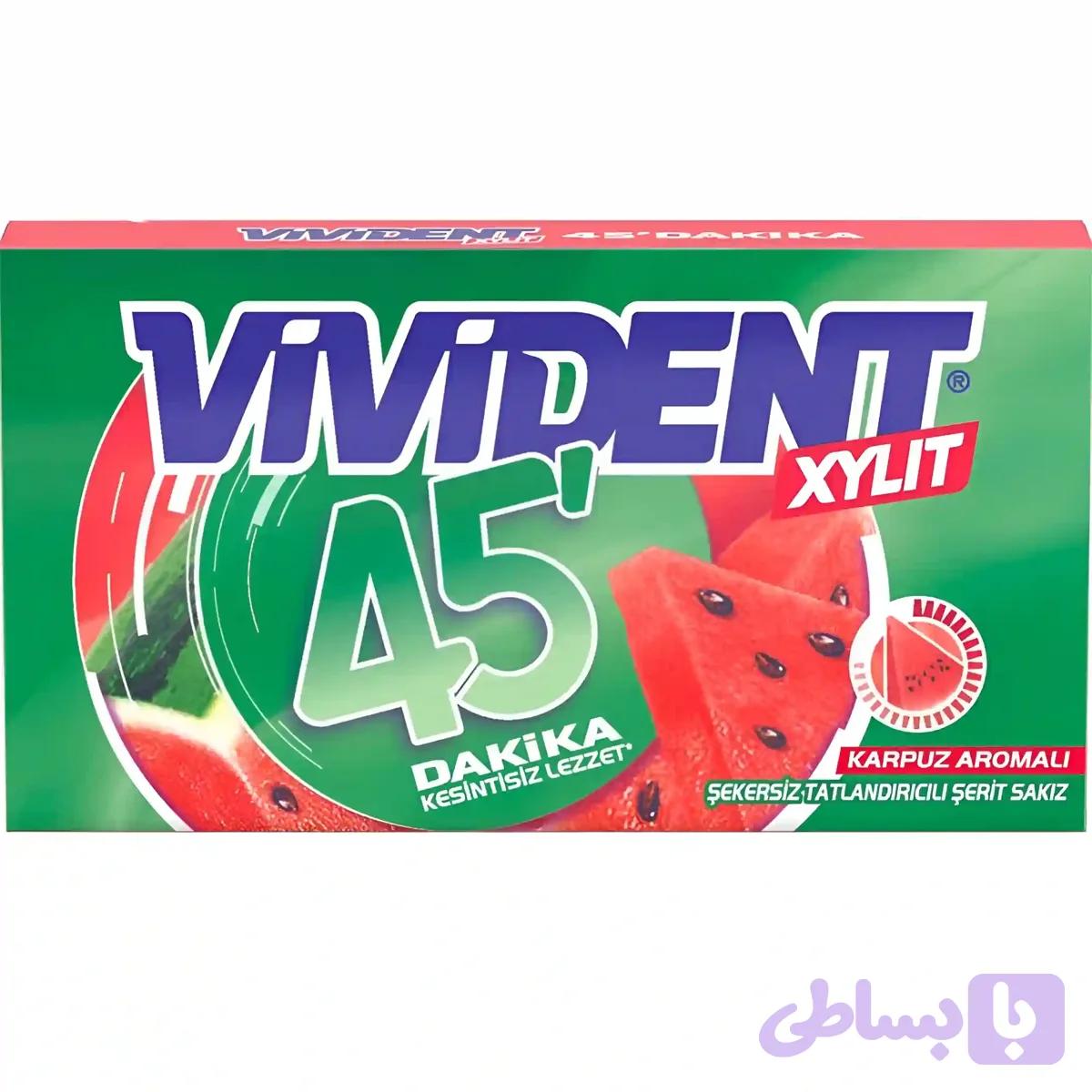 آدامس ویویدنت مدل 45 دقیقه با طعم هندوانه Vivident 45 Dakika Karpuz وزن 26 گرم