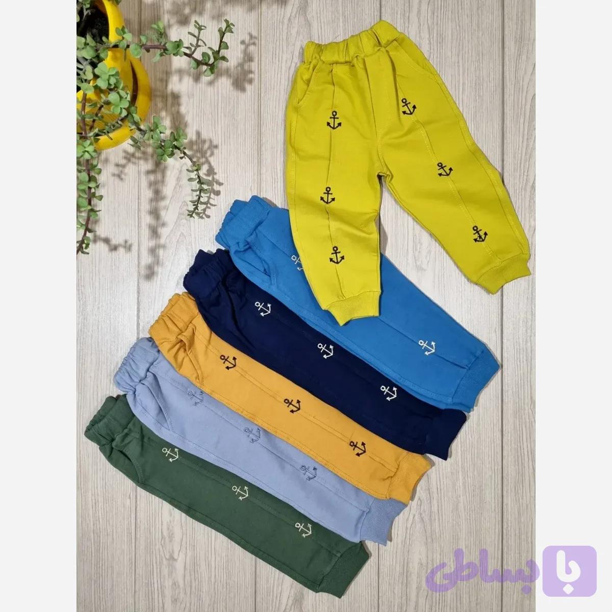 شلوار اسلش بچگانه طرح لنگر جنس دورس پنبه لاکرادار
