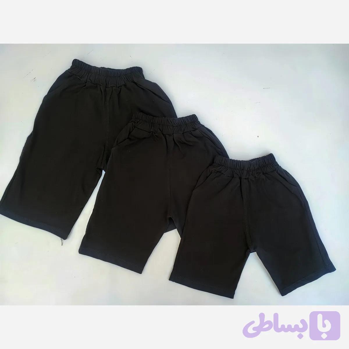شلوارک بچه گانه نخ پنبه مشکی راحتی و اسپرت