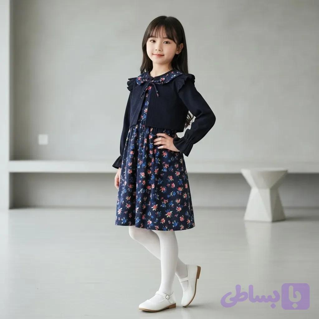 کت سارافون دخترانه پاییزه کبریتی لینن مجلسی ست 2 تکه مناسب 2 تا 10 سال