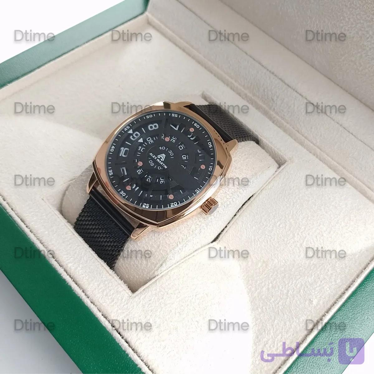 ساعت مچی مردانه الکس مارتین مدل 8019 با بند استیل حصیری و موتور ژاپن