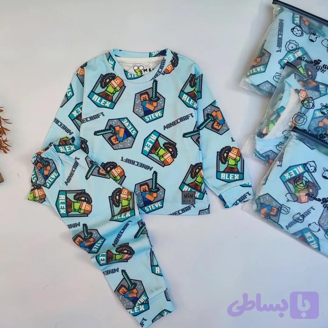 ست بلوز و شلوار راحتی بچگانه طرح ماینکرفت مدل استیو و الکس مناسب 1 تا 6 سال