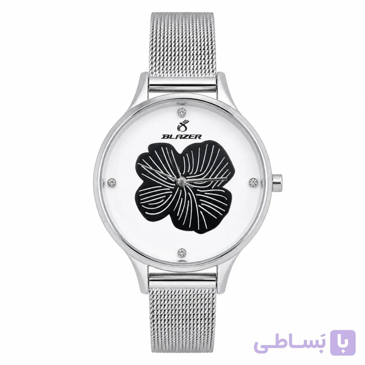 ساعت زنانه استیل بلیزر رفرانس 3408 صفحه سفید با موتور ژاپن و بند حصیری