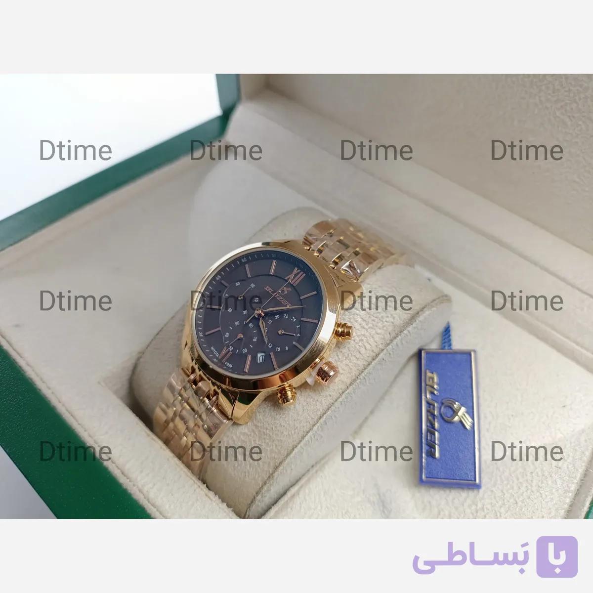 ساعت مچی زنانه بلیزر مدل 8010 رزگلد صفحه قهوه ای تقویم دار با موتور کرنوگراف فعال