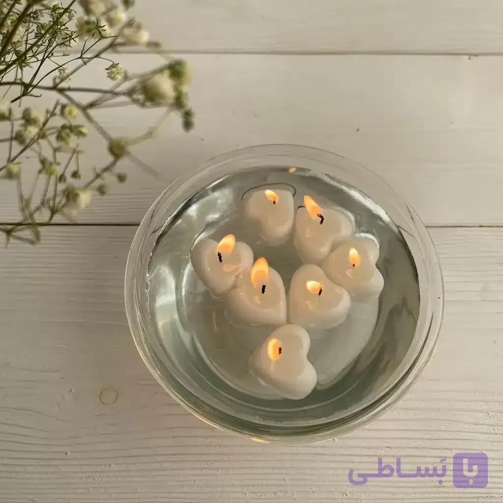 شمع قلب رو آبی (بسته ۱۰ عددی)