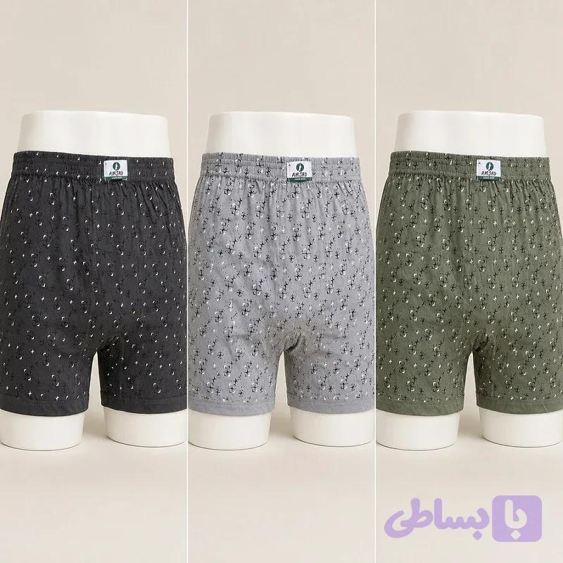 شورت پادار مردانه امجدپک 3 عددی لارج — تصویر 1