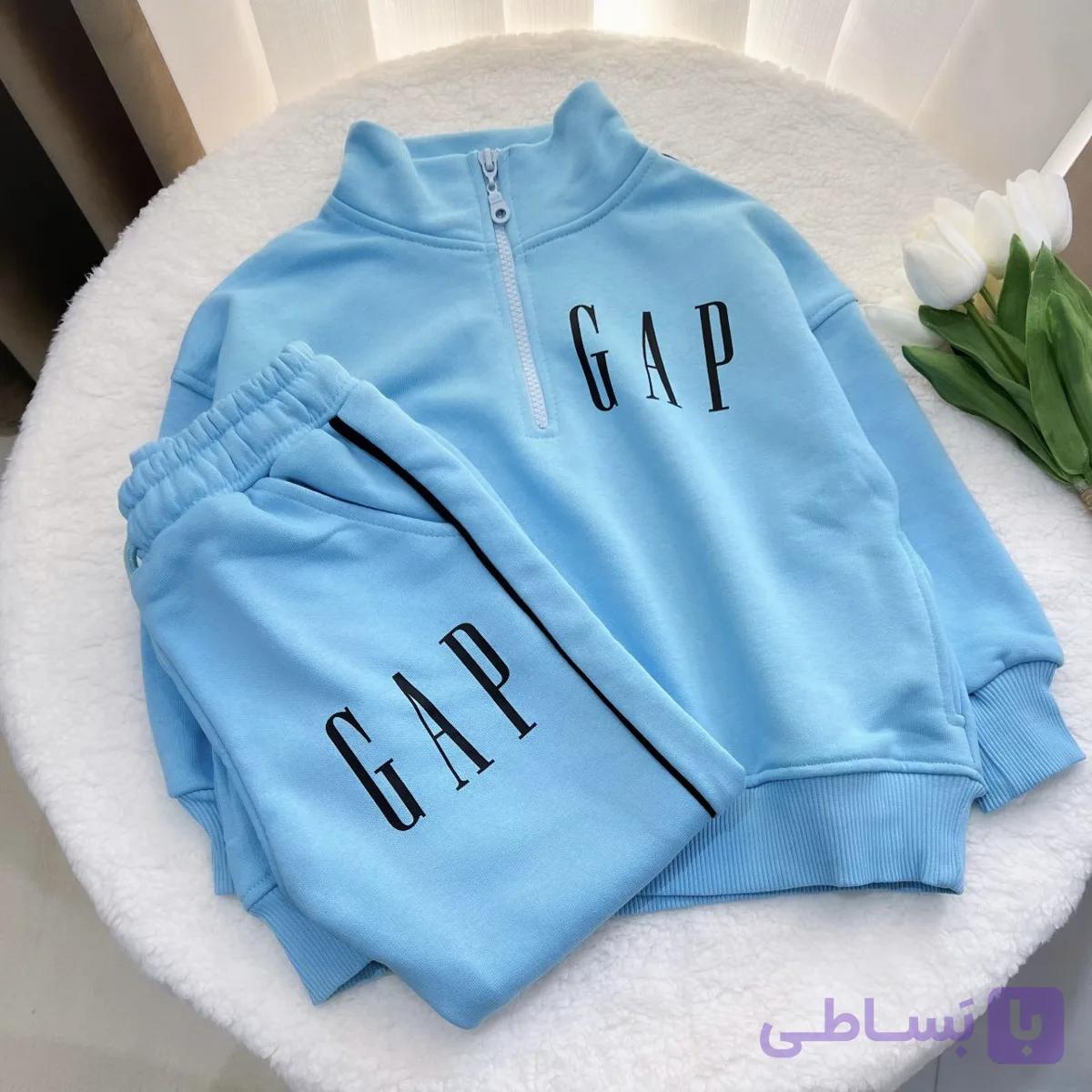 ست دورس نیم ‌زیپ و شلوار بچگانه ترک آبی — تصویر 1