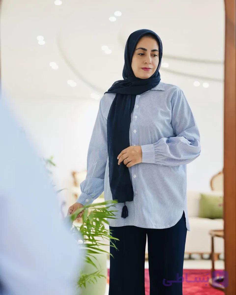 شومیز کرپ نخ راه راه