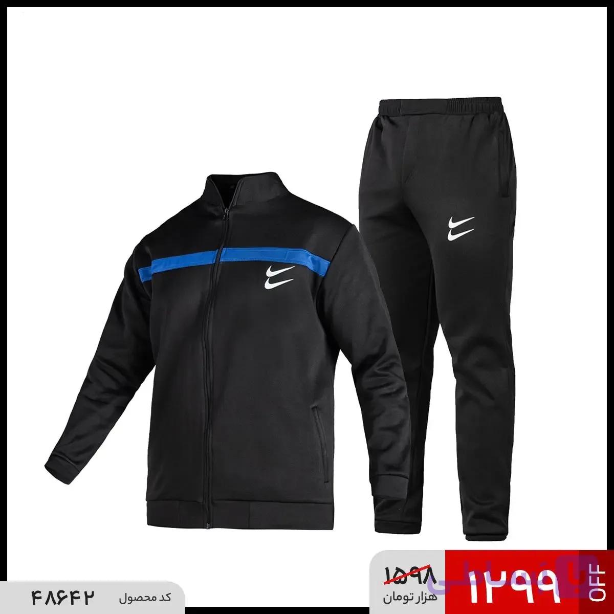 ست سویشرت و شلوار مردانه نرمال طرح دار اسپان مشکی Nike مدل 48642