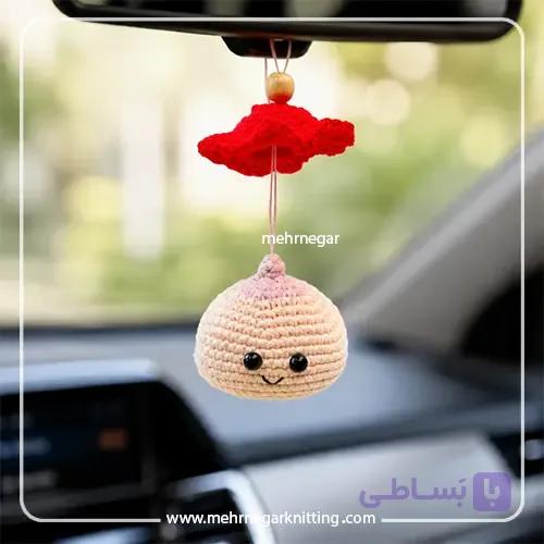 آویز ماشین دستباف میمی کلاه دار — تصویر 1