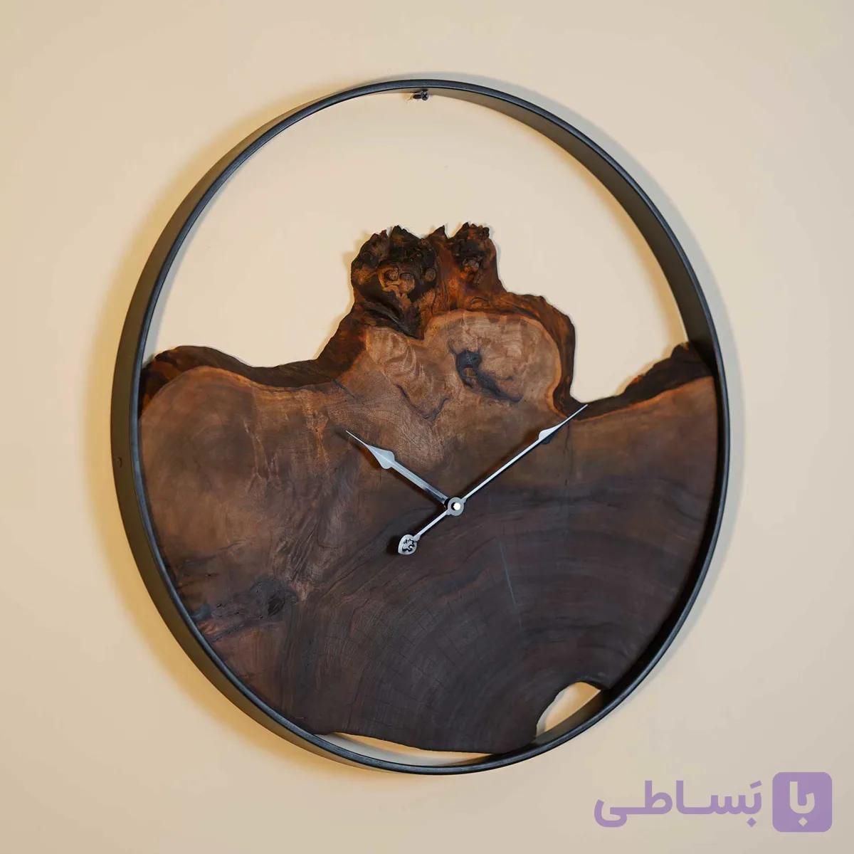 ساعت دیواری روستیک چوبی _ 60 سانتی متری — تصویر 1