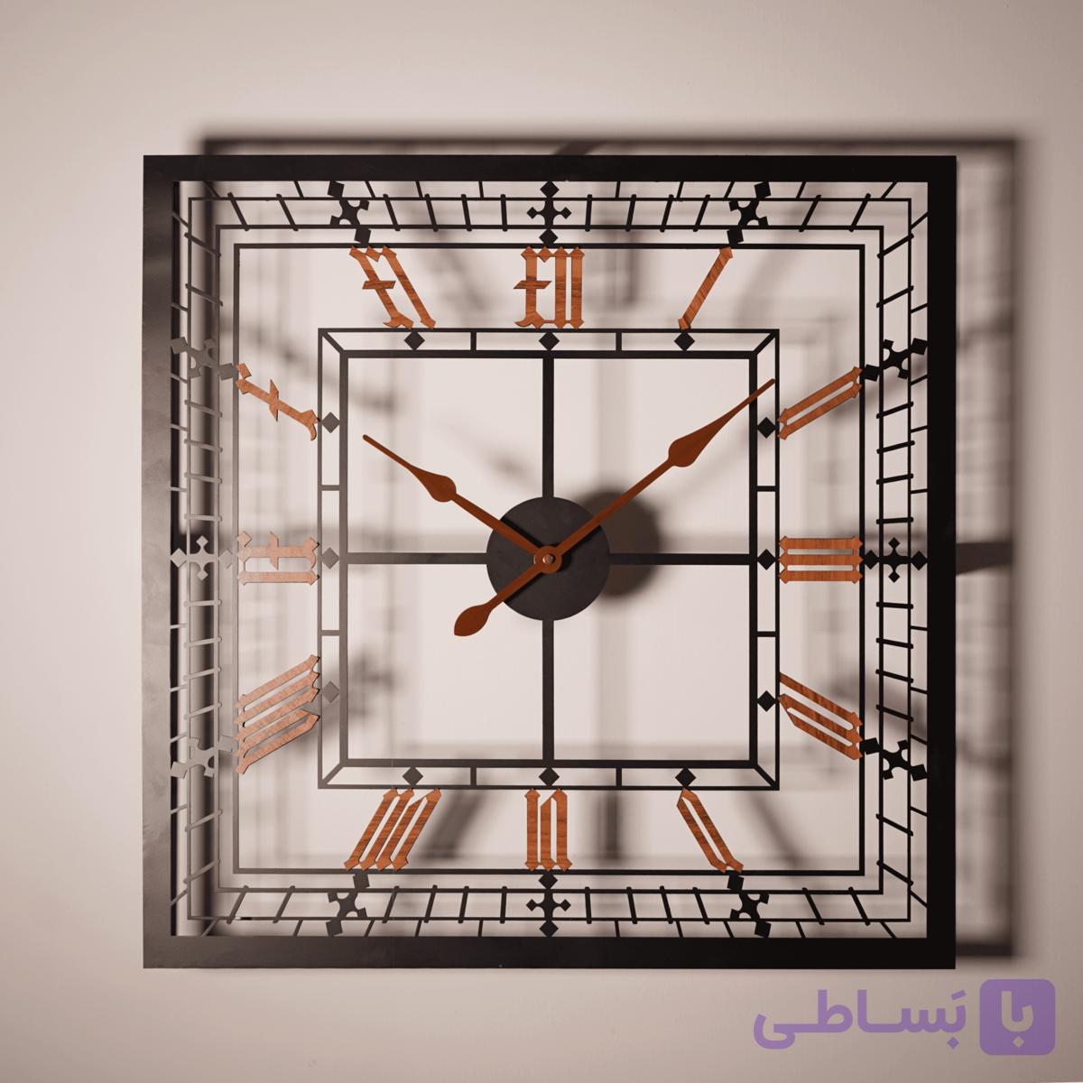 ساعت دیواری فلزی مدل لیا — اعداد رومی + طراحی مربعی مدرن + قابل سفارش سایز و رنگ — تصویر 1