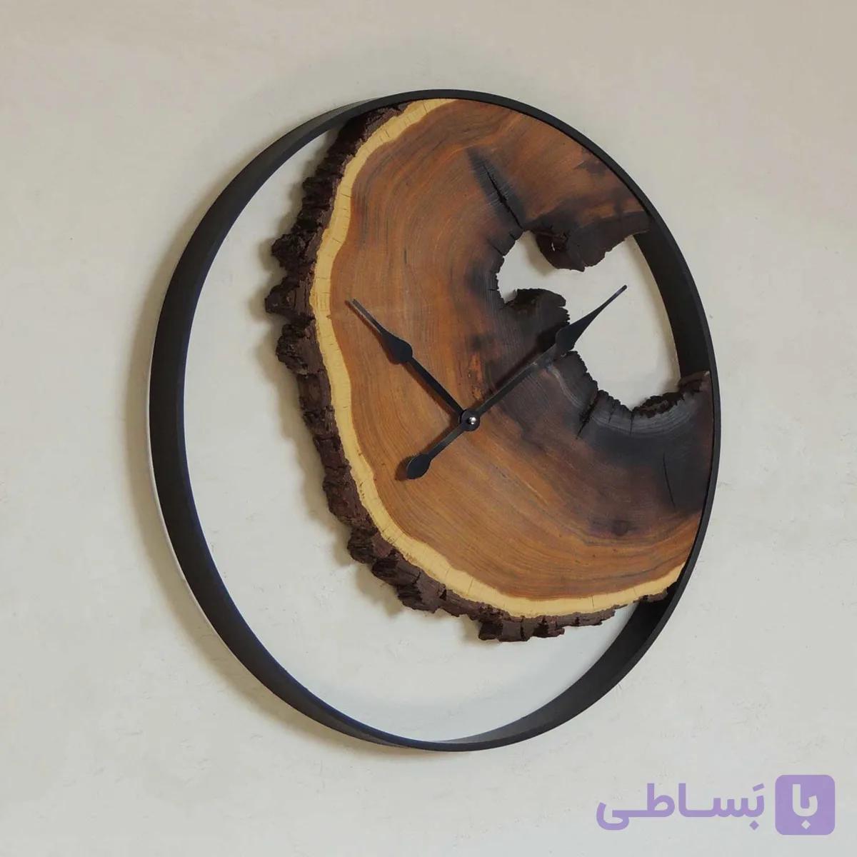 ساعت دیواری روستیک چوبی ۶۰ سانتی‌متر کد 60c-05 (چوب توت طبیعی) — تصویر 1