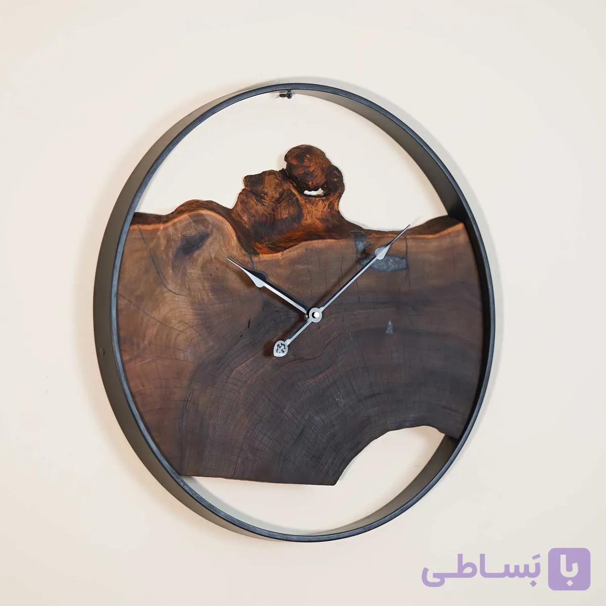 ساعت دیواری روستیک 50 سانتی متری چوبی نوین کلاک — تصویر 1