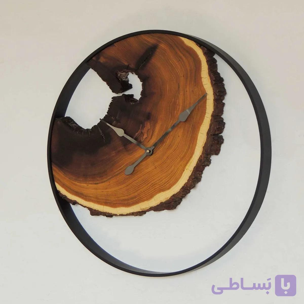 ساعت دیواری روستیک چوبی ۶۰ سانتی‌متر کد 60c-04 (چوب توت) — تصویر 1