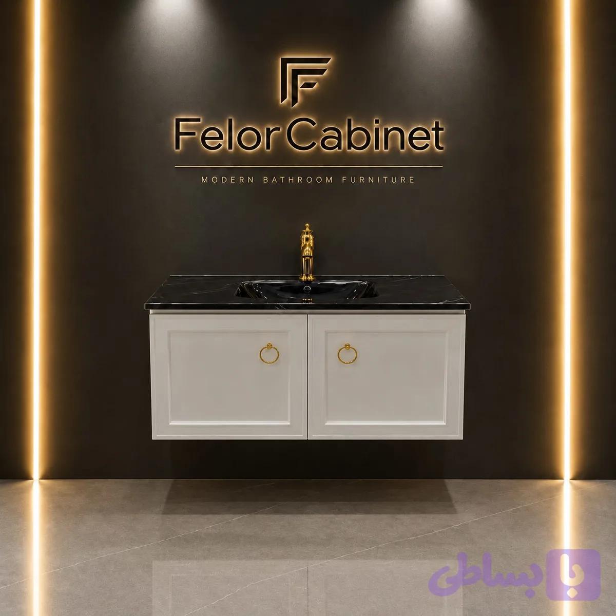 کابینت روشویی دیواری PVC با صفحه شیشه سکوریت مدل 1098