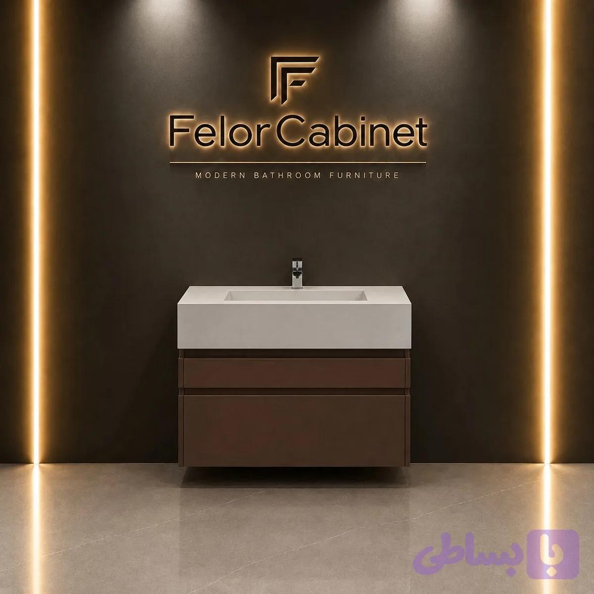 روشویی دیواری سرامیکی پرسلان با کابینت PVC مات – مدل 1029