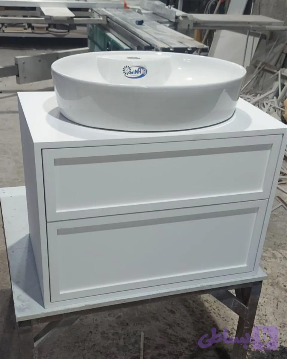 کابینت روشویی PVC مدل 1049 با کاسه چینی روکار