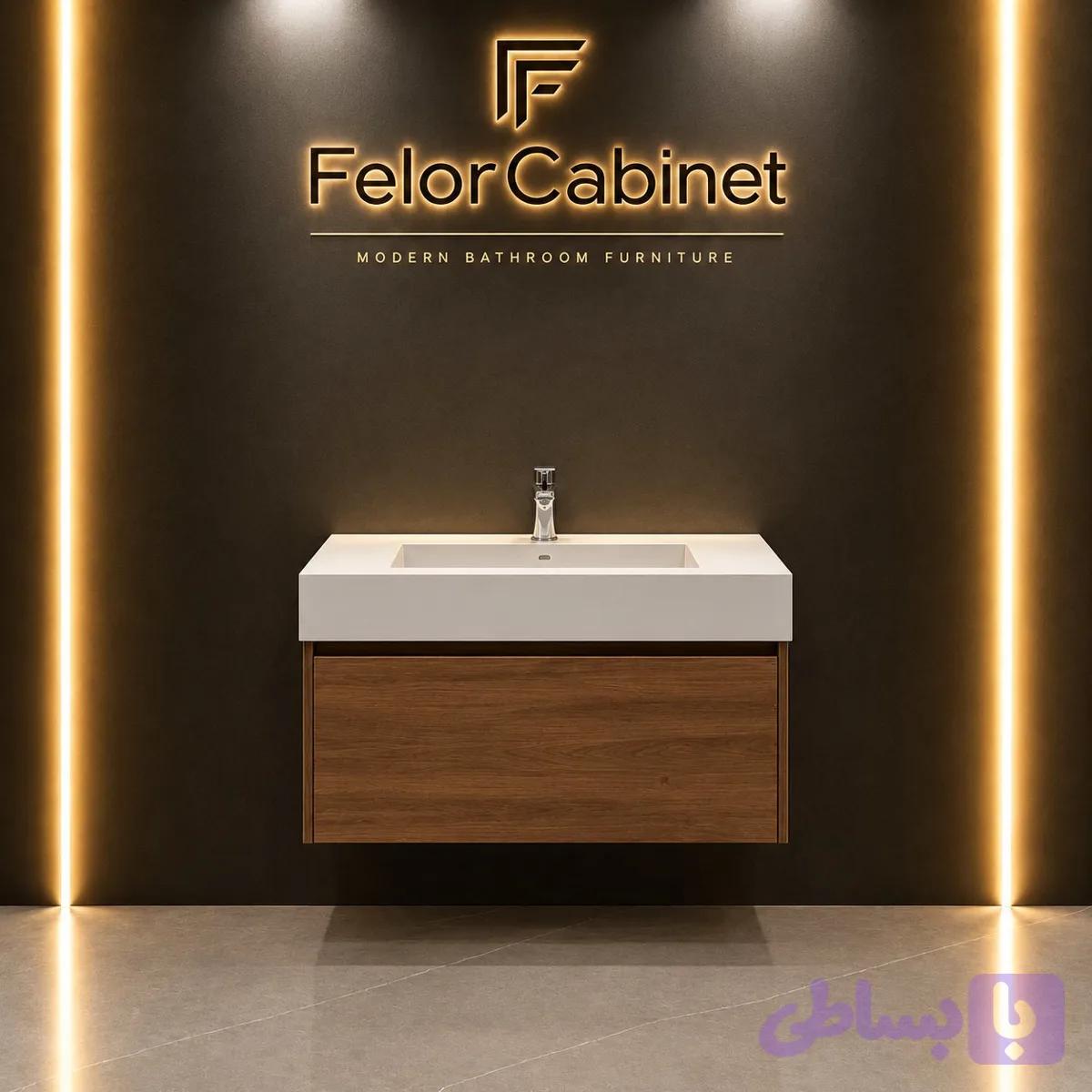 روشویی سرامیک پرسلان با کابینت PVC مدل 1021
