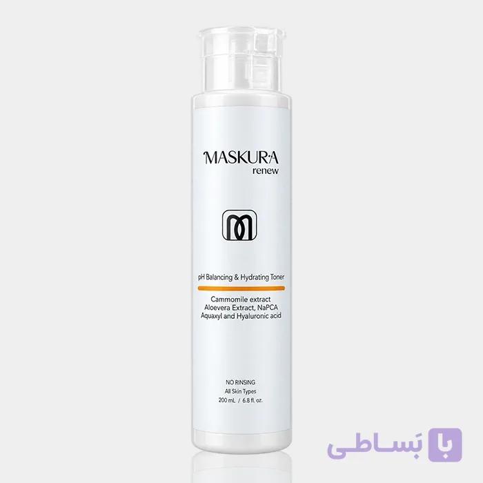 تونر آبرسان و تنظیم کننده PH ماسکورا Maskura renew PH Balancing Hydrating Toner 300ml — تصویر 1