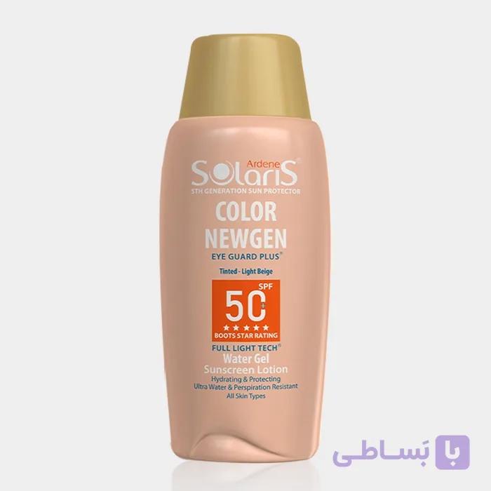 لوسیون واتر ژل ضد آفتاب رنگی کالر نیوژن سولاریس Solaris Color Newgen water Gel SPF50 Sunscreen Lotion 75ml — تصویر 1