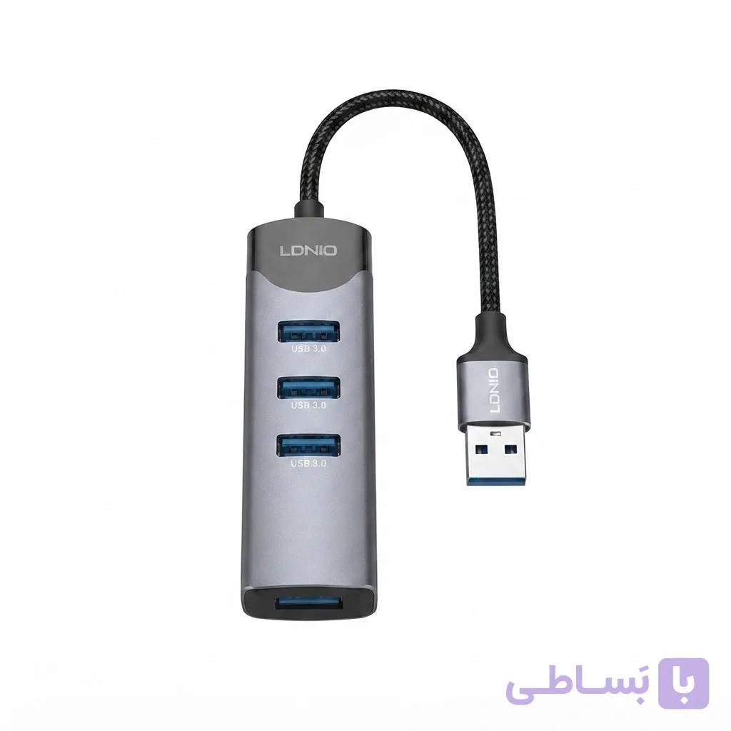 هاب ۴ پورت USB 3.0 الدینیو مدل LDNIO DS-134u | بدنه آلومینیومی،سرعت انتقال 5Gbps — تصویر 1