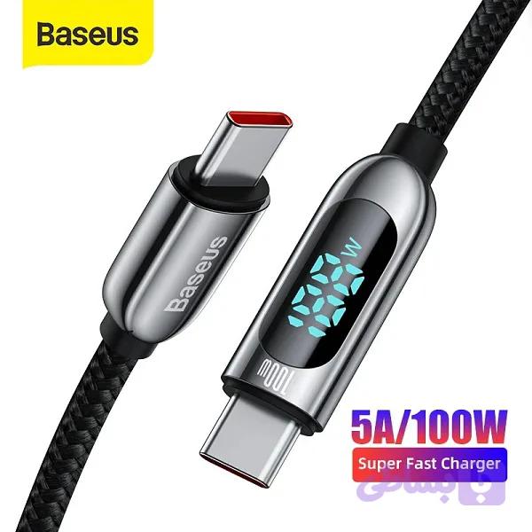 کابل شارژ دو سر تایپ سی صفحه نمایش دار 100 وات بیسوس Baseus — تصویر 1