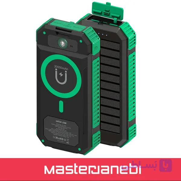 پاوربانک خورشیدی 10000 گرین لاین GNSOLTX10PBK Green Lion Solar Trex 10000mAh Power Bank PD 20W — تصویر 1