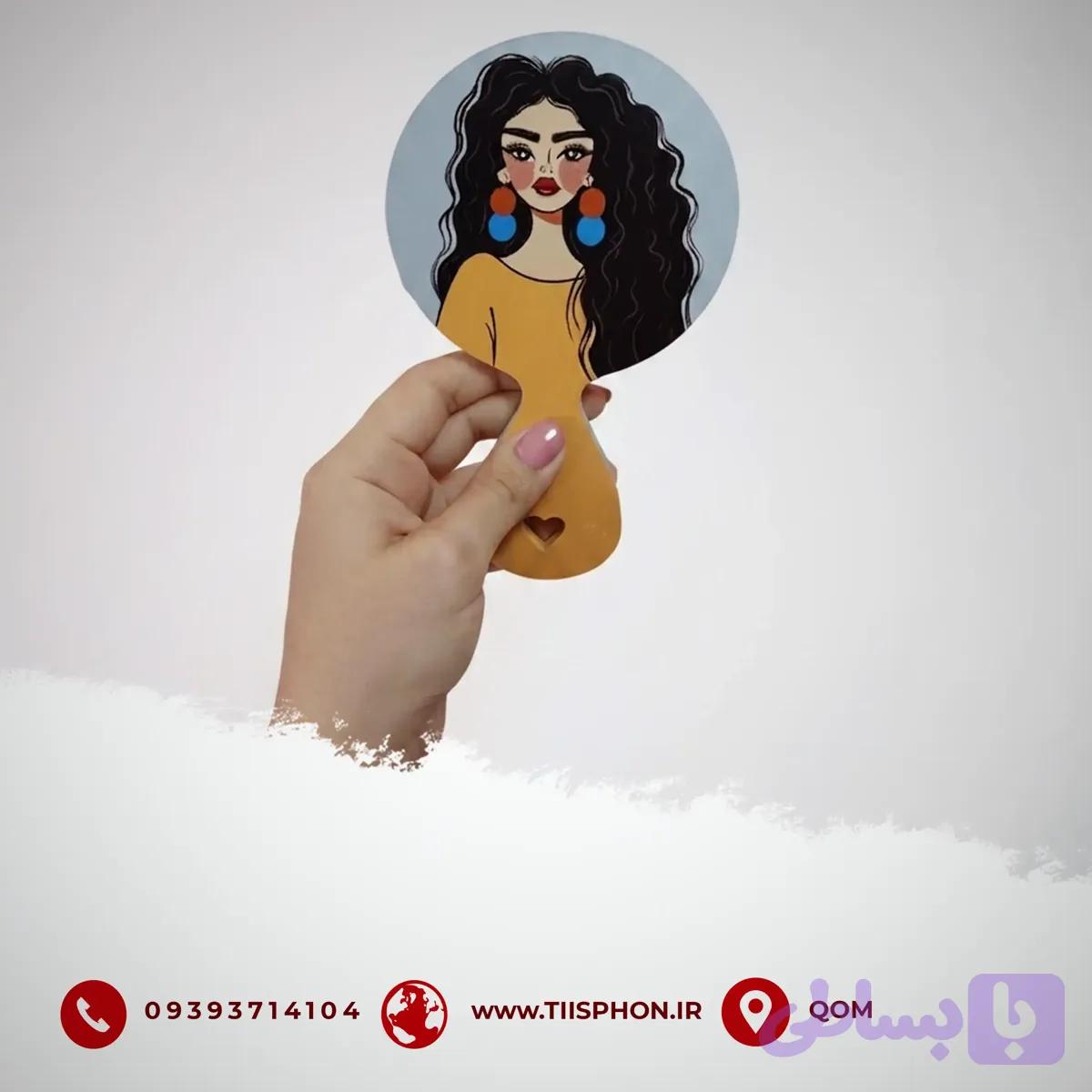 آینه چوبی طرح دخترانه مدل 427