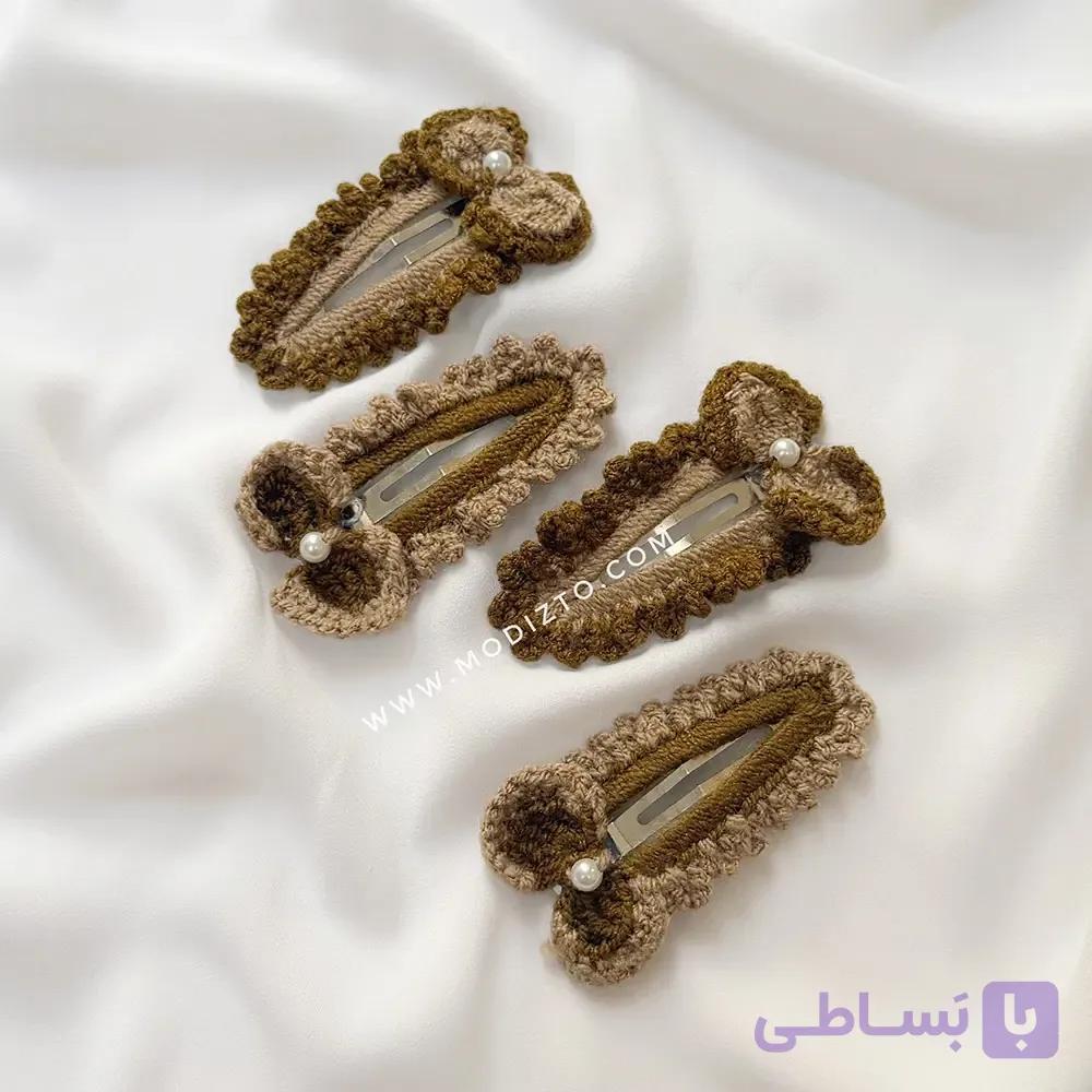 گیره مو بافتنی پاپیون مروارید دار — تصویر 1