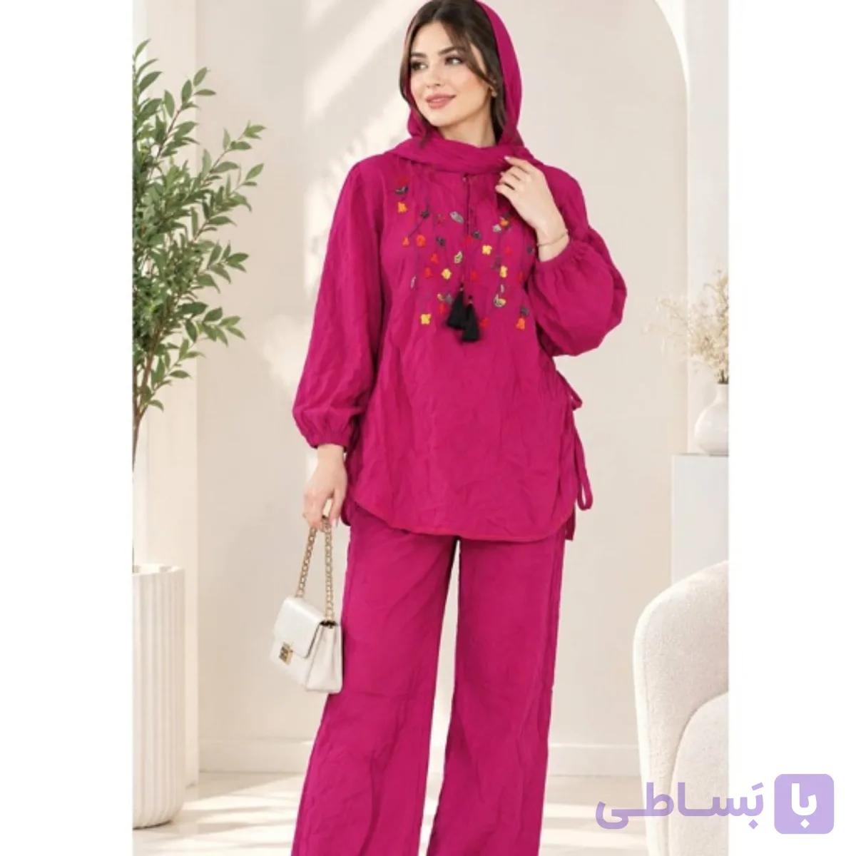 شومیز شلوار زنانه سرخابی