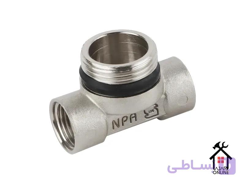 سه‌راهی توپیچ و روپیچ رزوه‌ای نیوپایپ (NiuePipe) – اتصال برنجی ترکیبی ماده و نر با استاندارد جهانی | مناسب برای لوله‌های پنج‌لایه تلفیقی در سیستم‌های گرمایشی، سرمایشی و آب مصرفی | فشار کاری ۱۰ بار