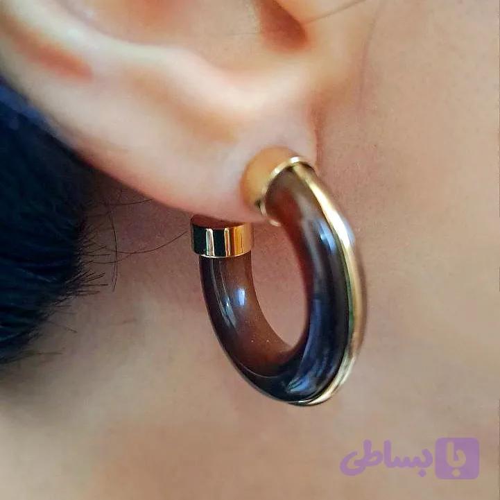 گوشواره میخی رنگ قهوه ای